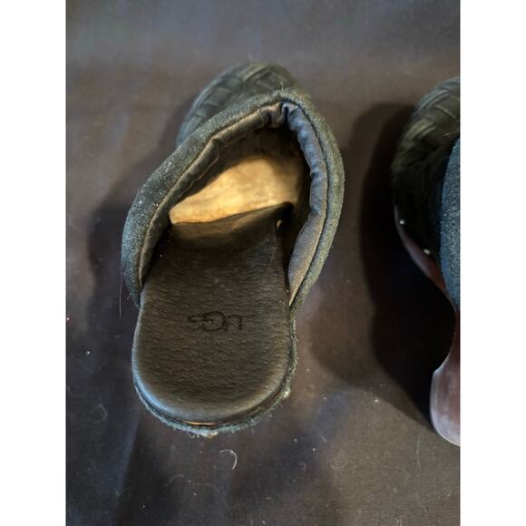 Women’s UGG Mules Suede Leather Shearling Lining Arroyo Weave Shoes Clogs Size 6 - Picture 4 of 5